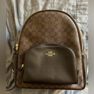 Coach Large Court Backpack - Signature Canvas - Gold/Brown Black